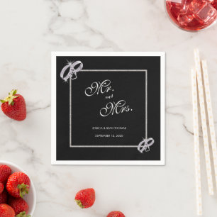 Classy Diamond Silver Wedding Rings Wedding Napkin