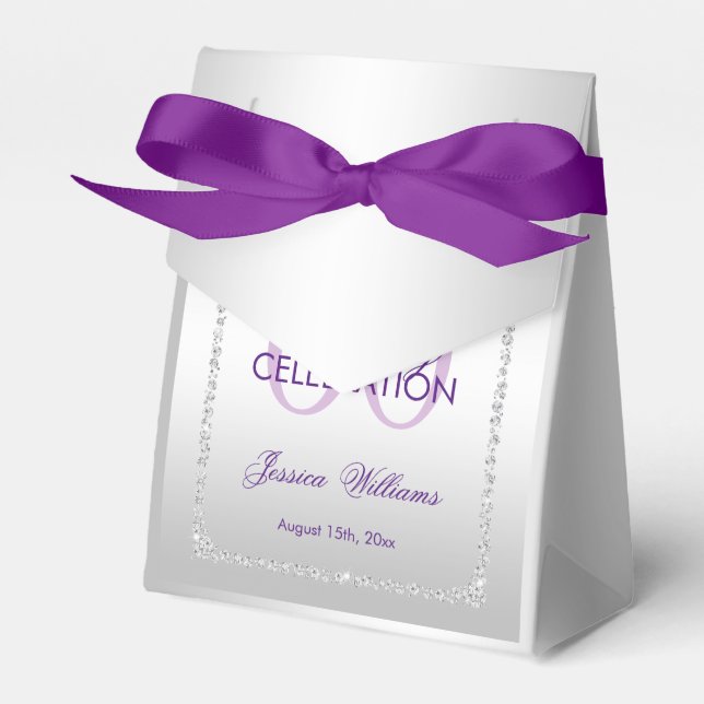 Classy Diamonds & Flowers Birthday Favour Box (Front Side)