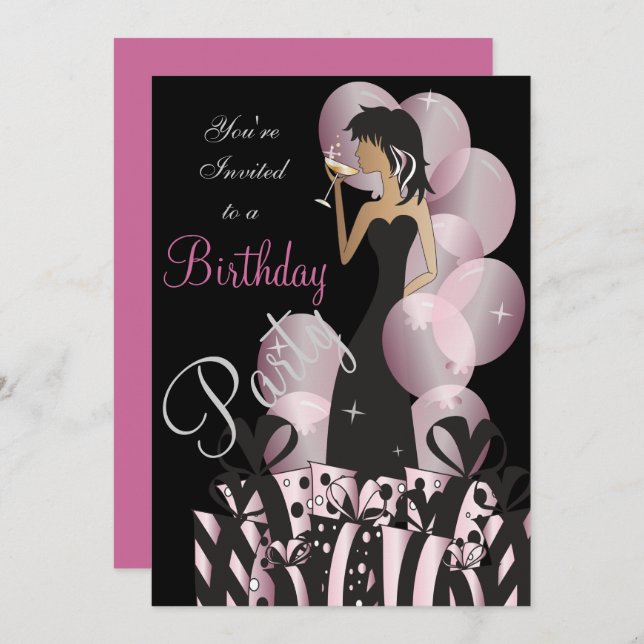 Classy Diva Party Girl Invitation (Front/Back)