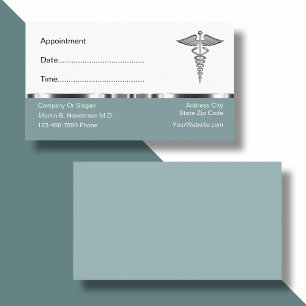 Classy Doctor Appointment Caduceus Business Cards