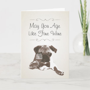 Classy Dog & Fine Wine Birthday Greeting Card