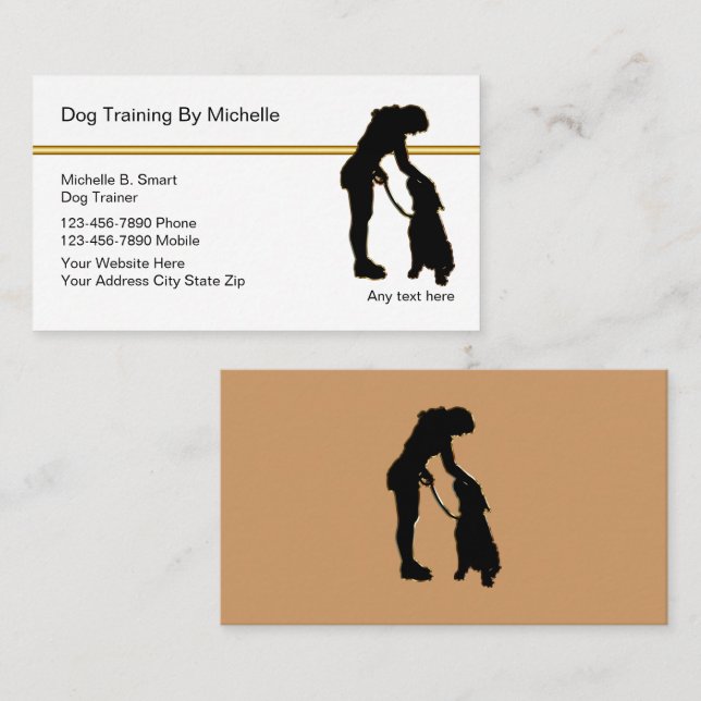 Classy Dog Trainer Business Cards (Front/Back)