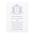 Classy Dusty Blue Floral Crest Wedding