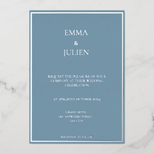 Classy Dusty Blue foil Invitation