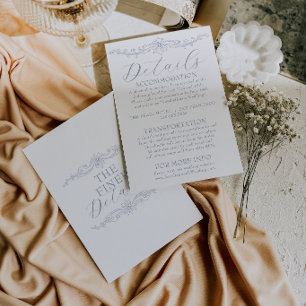 Classy Dusty Blue Old Money Wedding Details Enclosure Card