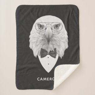 Classy Eagle Portrait   Add Your Name Sherpa Blanket