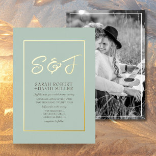 Classy Earth Tone Blue Gold Frame Photo