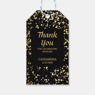 Classy Egypt Gold Sprinkles Black Thank You Gift Tags