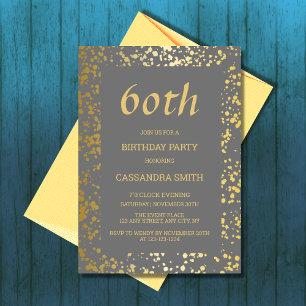 Classy Egypt Gold Sprinkles Grey Birthday Invitation