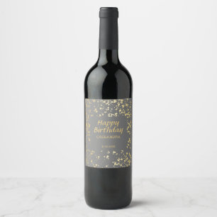 Classy Egypt Gold Sprinkles Grey Birthday Wine Label