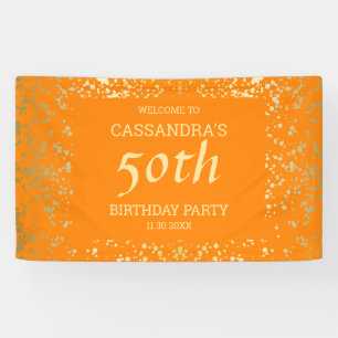 Classy Egypt Gold Sprinkles Orange Birthday Banner