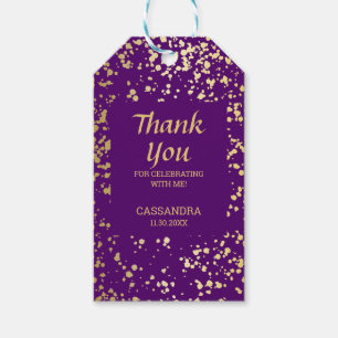 Classy Egypt Gold Sprinkles Purple Thank You Gift Tags
