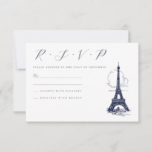 Classy Eiffel Tower France Illustration Wedding RSVP Card
