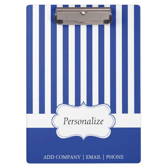Classy Electric Blue Stripes | DIY Text Clipboard (Front)