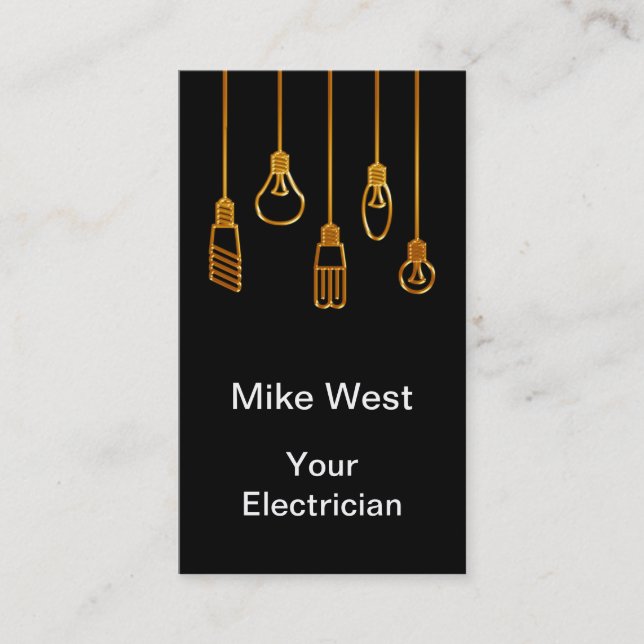 Classy Electrician Vertical Business Cards (Front)
