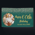 Classy Elegant 60th Birthday Green Gold Glitter  Banner<br><div class="desc">Customise your own Classy Elegant 60th Birthday Green Gold Glitter Banner.</div>