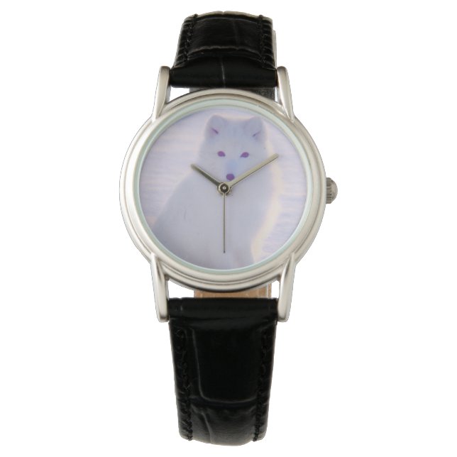 Classy Elegant Arctic Winter Fox Photo Designed Watch (Front)