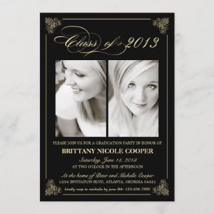Classy Elegant Black 2013 Graduation Photo Invite