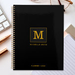 Classy Elegant Black Gold Monogram Name<br><div class="desc">Customise the text, and easily create your personalised planner. Click EDIT DESIGN to change the background colour or text colour. You can TRANSFER this DESIGN to other Zazzle products and adjust it to fit most Zazzle items. Standard Studio designs are made in high-resolution graphics for professional print. Thank you for...</div>