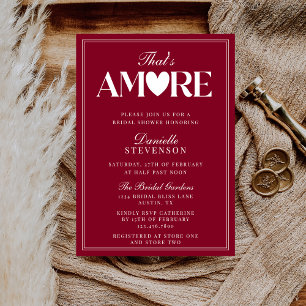 Classy Elegant Burgundy That's Amore Bridal Shower Invitation