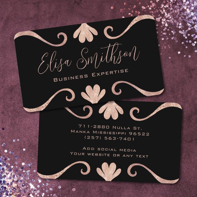 Classy Elegant Chic Luxury Feminine Pink and Black Business Card (Creator Uploaded)