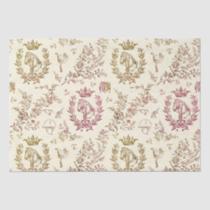 Classy Elegant Chic Pink Gold Equestrian Toile Tissue Paper