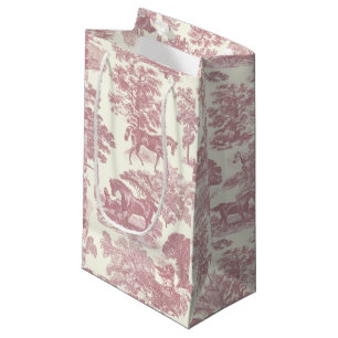 Classy Elegant Chic Pink Horses Country Toile Small Gift Bag