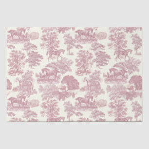 Classy Elegant Chic Pink Horses Country Toile Tissue Paper