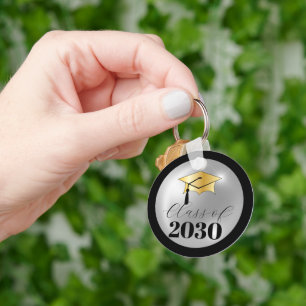 Classy Elegant Class Year Graduation Cap Key Ring