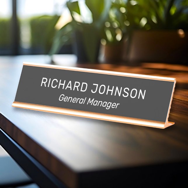 Classy Elegant Custom Name Title Employee Office Desk Name Plate (Creator Uploaded)