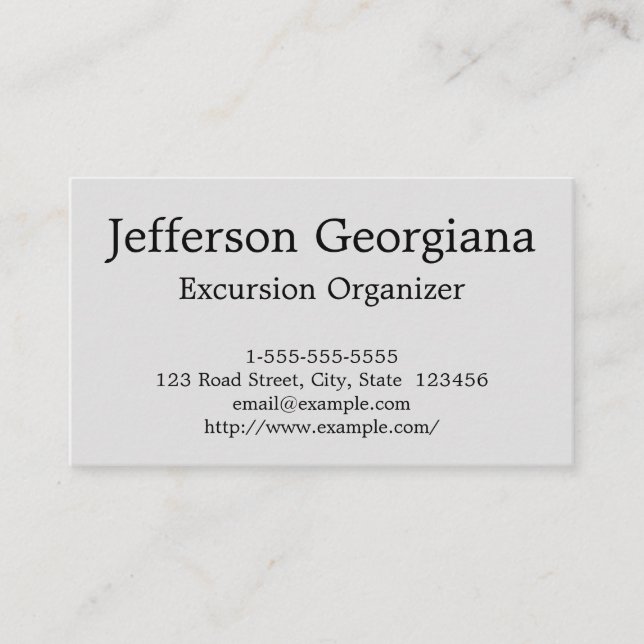 Classy & Elegant Excursion Organiser Business Card (Front)