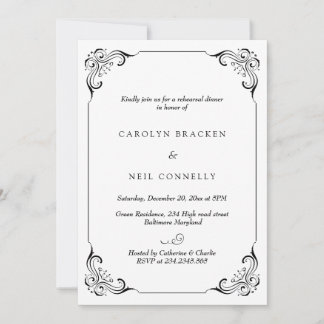 Classy Elegant Flourish Modern Rehearsal Dinner Invitation