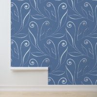 Classy Elegant Foliage & Swirls Pattern Dusty Blue
