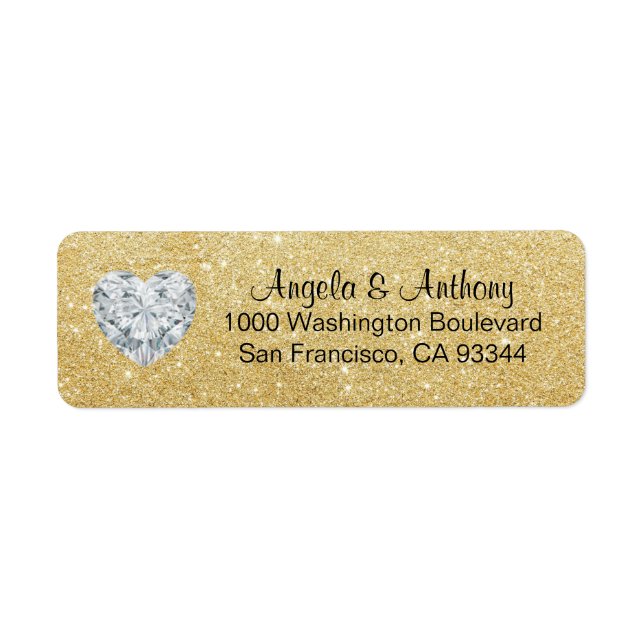 Classy Elegant Glitter GOLD Wedding Return Address (Front)