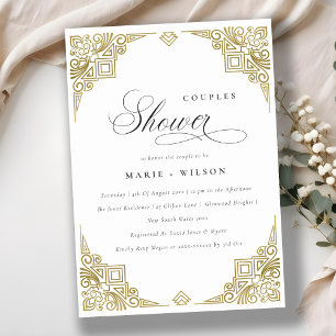 Classy Elegant Gold Art Deco Ornate Couples Shower Invitation