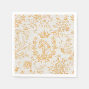 Classy Elegant Gold Beige Equestrian Toile Napkin