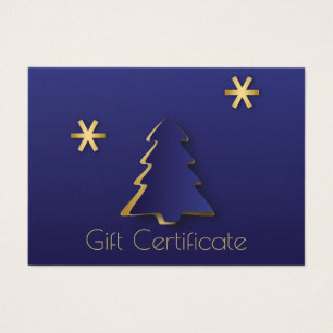 Classy Elegant Gold Blue Christmas Tree Gift Card