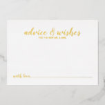 Classy Elegant Gold Foil Wedding Advice Card<br><div class="desc">Classy Elegant Gold Wedding Advice and Wishes Card
featuring title "Advice & Wishes" in gold modern script font with details in gold modern sans serif font on white background.</div>