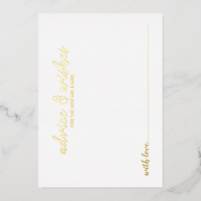 Classy Elegant Gold Foil Wedding Advice Card (Front)