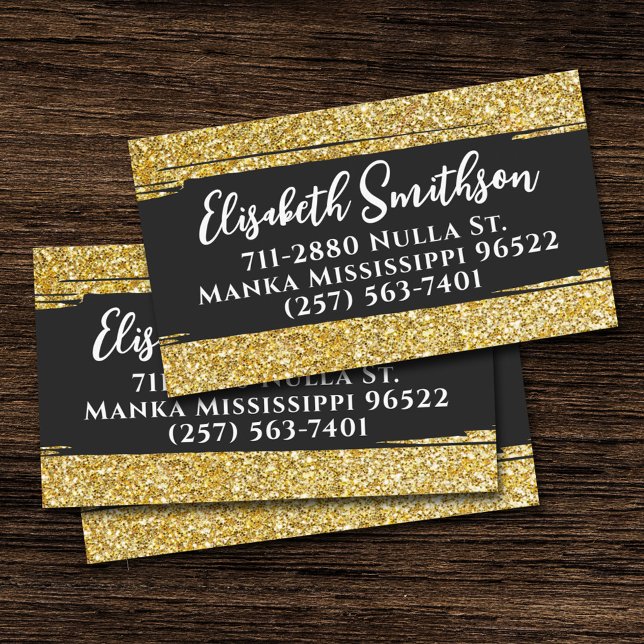 Classy & Elegant Gold Glitter Modern Luxury Custom Business Card (Creator Uploaded)