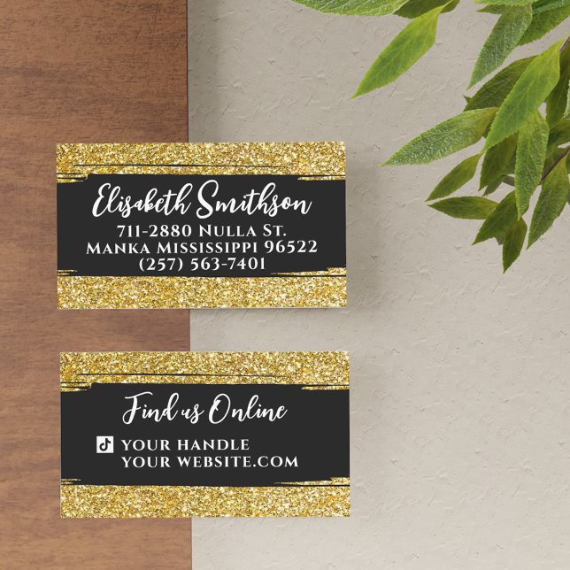 Classy & Elegant Gold Glitter Modern Luxury Custom Business Card (Creator Uploaded)
