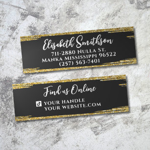 Classy & Elegant Gold Glitter Modern Luxury Custom Mini Business Card