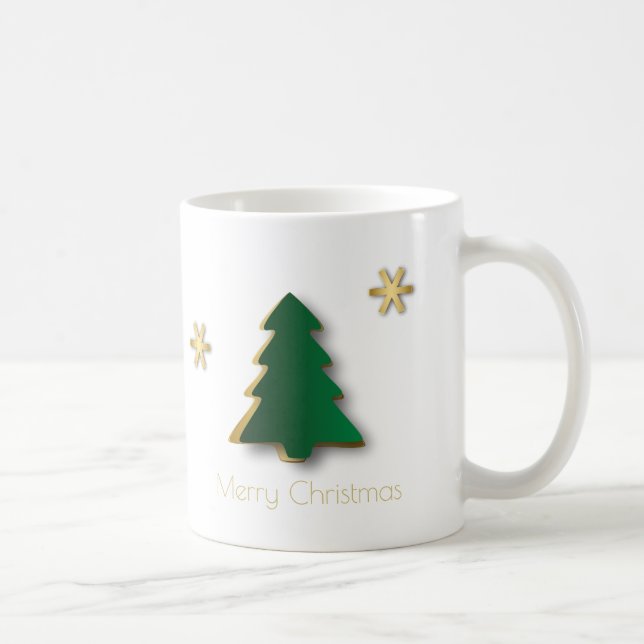 Classy Elegant Gold Green Christmas Tree Coffee Mug (Right)