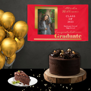 Classy Elegant Gold Text Graduate Photo  Banner