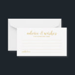 Classy Elegant Gold Wedding Advice and Wishes<br><div class="desc">Classy Elegant Gold Wedding Advice and Wishes Card
featuring title in gold modern script font with details in gold modern sans serif font on white background.

Please Note: The foil details are simulated in the artwork. No actual foil will be used in the making of this product.</div>
