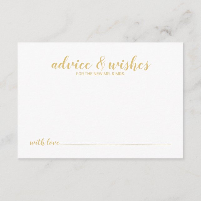 Classy Elegant Gold Wedding Advice Card (Front)