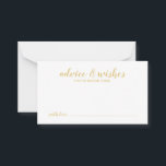 Classy Elegant Gold Wedding Advice Card<br><div class="desc">Classy Elegant Gold Wedding Advice and Wishes Card
featuring title in gold modern script font with details in gold modern sans serif font on white background.

Please Note: The foil details are simulated in the artwork. No actual foil will be used in the making of this product.</div>
