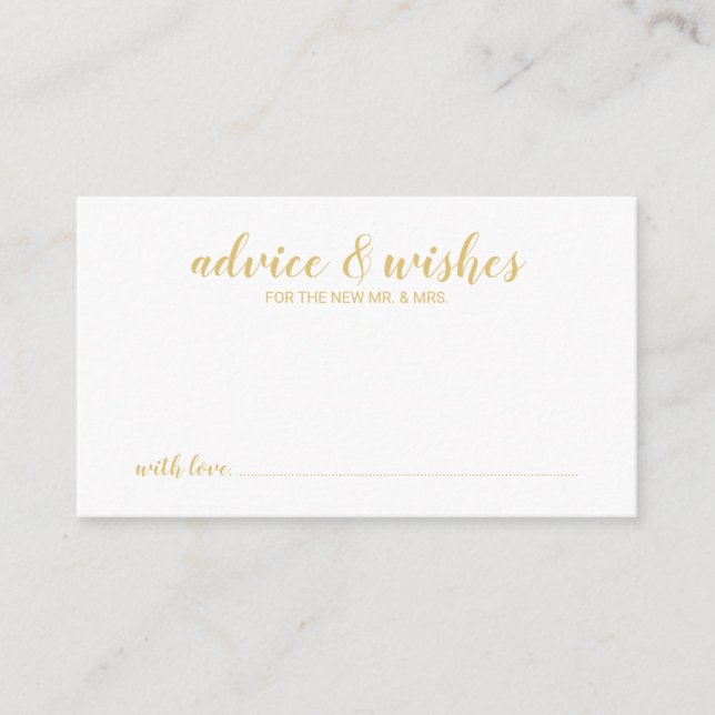 Classy Elegant Gold Wedding Advice Card (Front)
