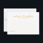 Classy Elegant Gold Wedding Advice Card<br><div class="desc">Classy Elegant Gold Wedding Advice and Wishes Card
featuring title in gold modern script font with details in gold modern sans serif font on white background.

Please Note: The foil details are simulated in the artwork. No actual foil will be used in the making of this product.</div>