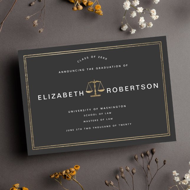Classy Elegant Law Graduation Announcement (Creator Uploaded)